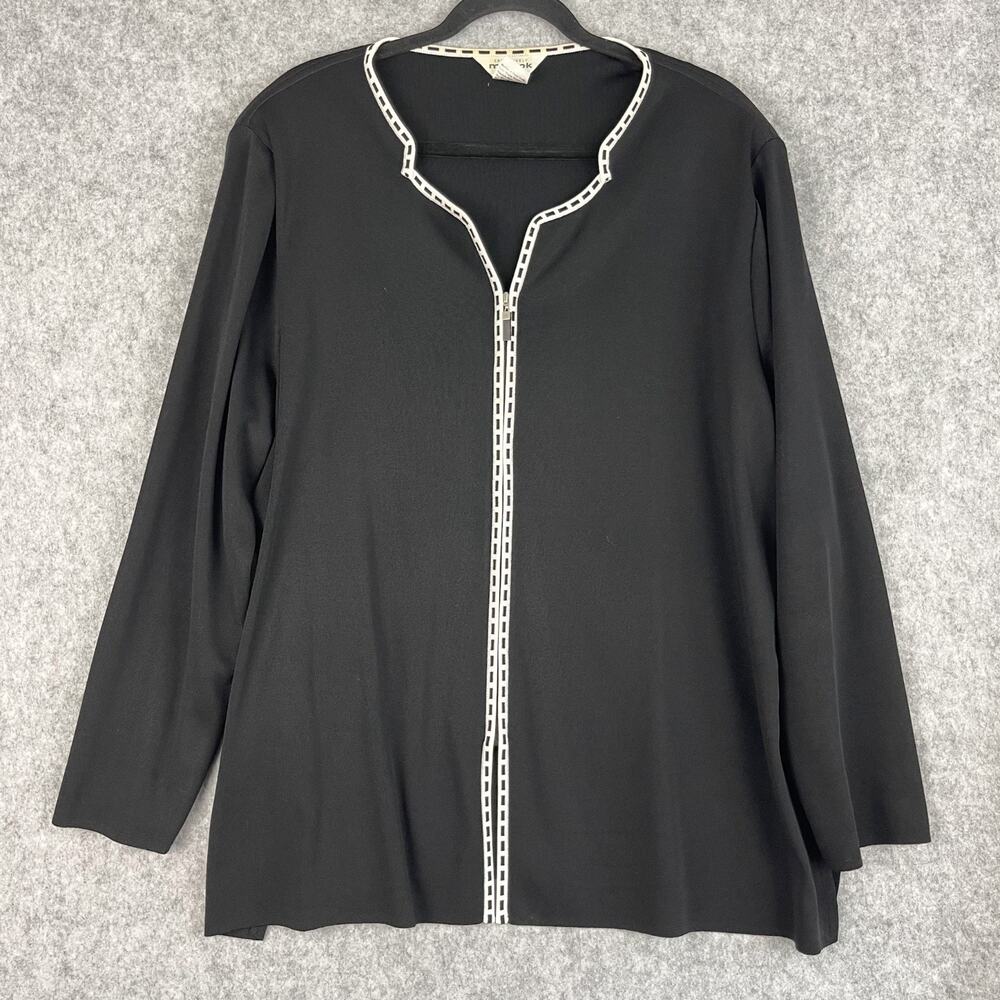 Exclusively Misook Cardigan Blazer Jacket Womens 2X Black Zip Front Classic